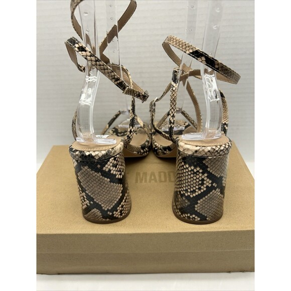 Steve Madden Marley Snake Block Heel Strappy Squared Off Toe Womens Shoes SZ 6 - Picture 8 of 12